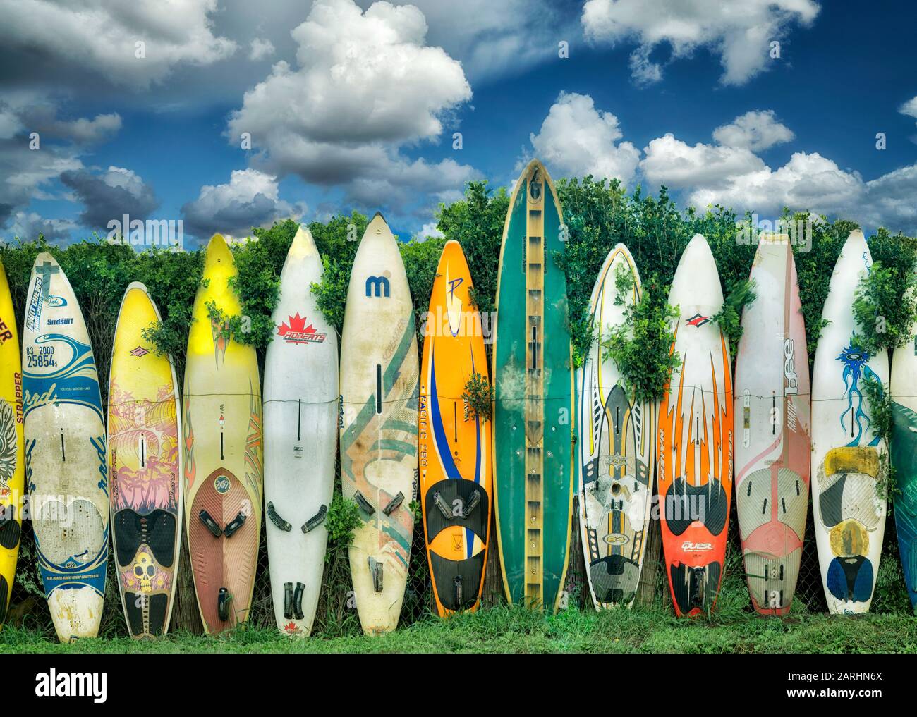 Surfboard fence in Maui, Hawaii Stock Photo Alamy