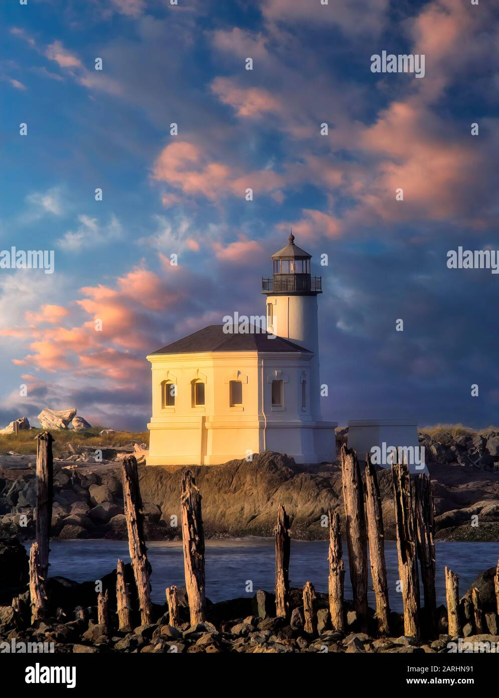 Coquille River Lighthouse. Bandon, Oregon Stock Photo - Alamy