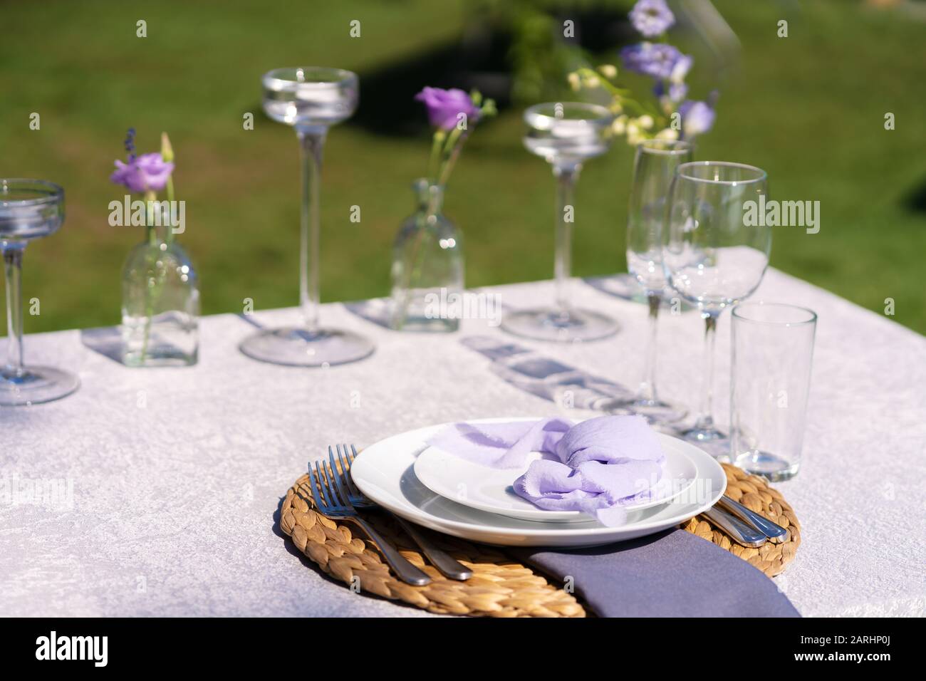 Decorative Decoration Of The Festive Table Glass Vases And Fresh