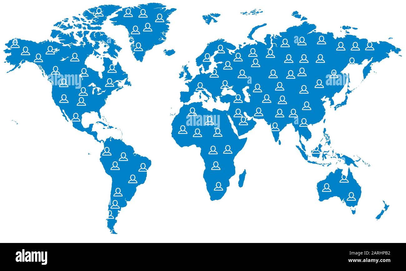 Blue world map Stock Photo - Alamy