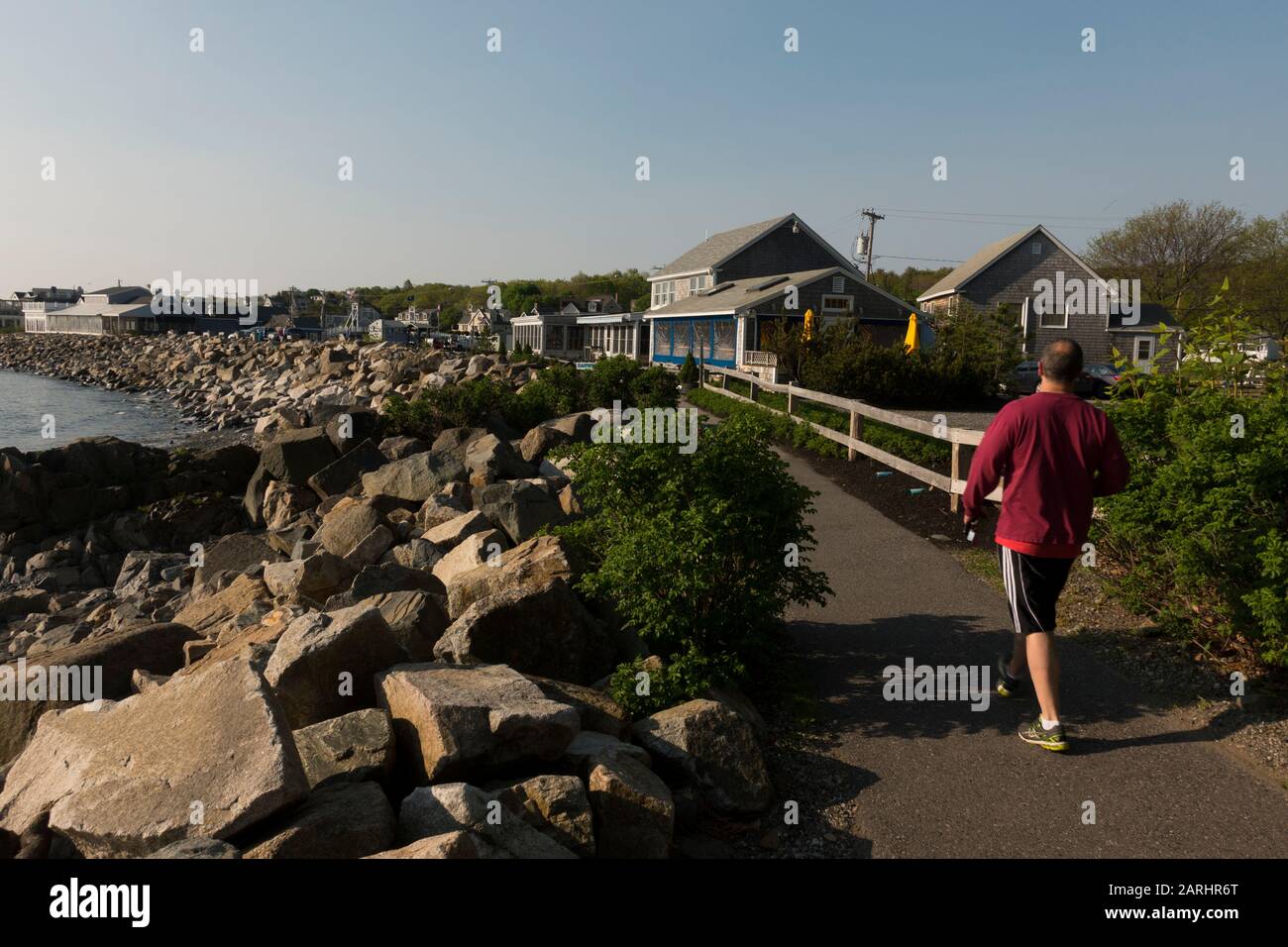 man walking the Marginal Way in Ogunquit Maine Stock Photo Alamy