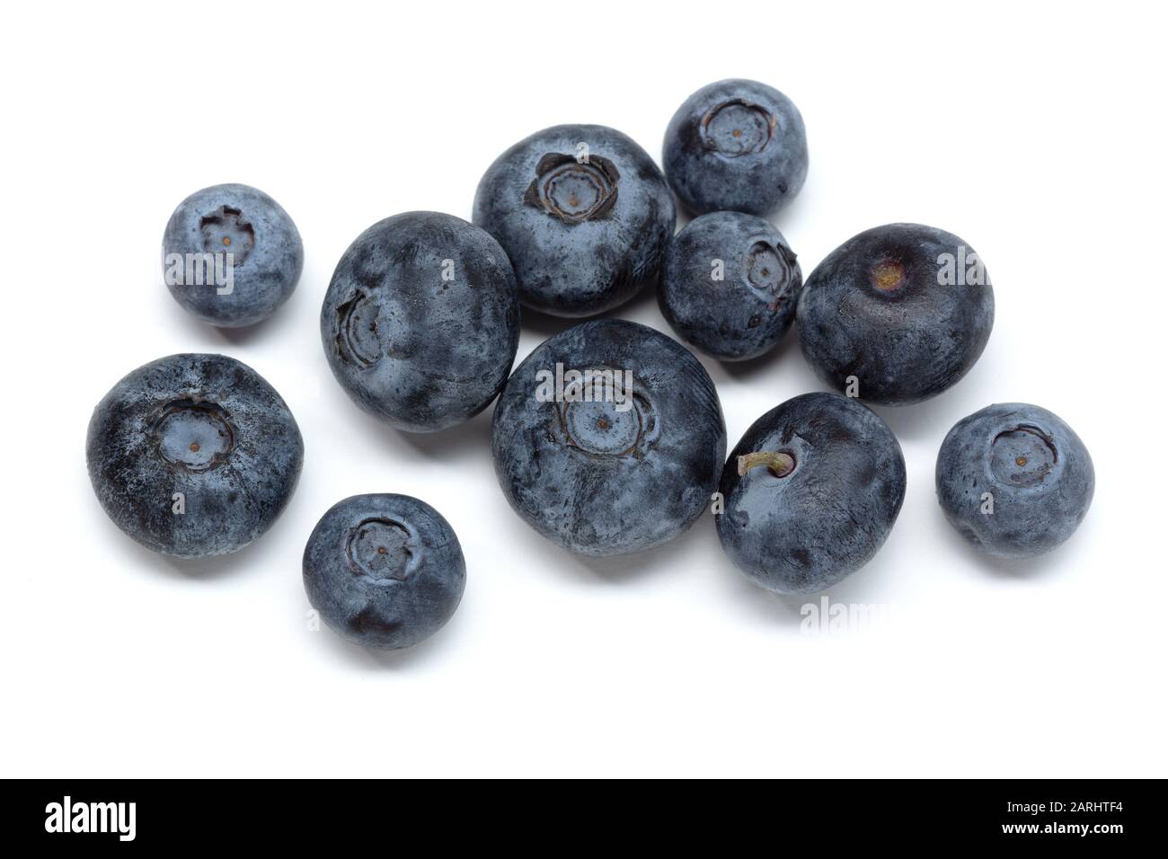 Fresh blueberries isolated on white background. Cyanococcus Stock Photo