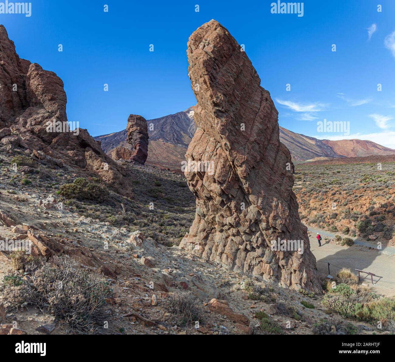 Los Roques de Garcia Cinchado  rock formation within the Teide National Park in the municipality of La Orotava, tenerife spain Stock Photo