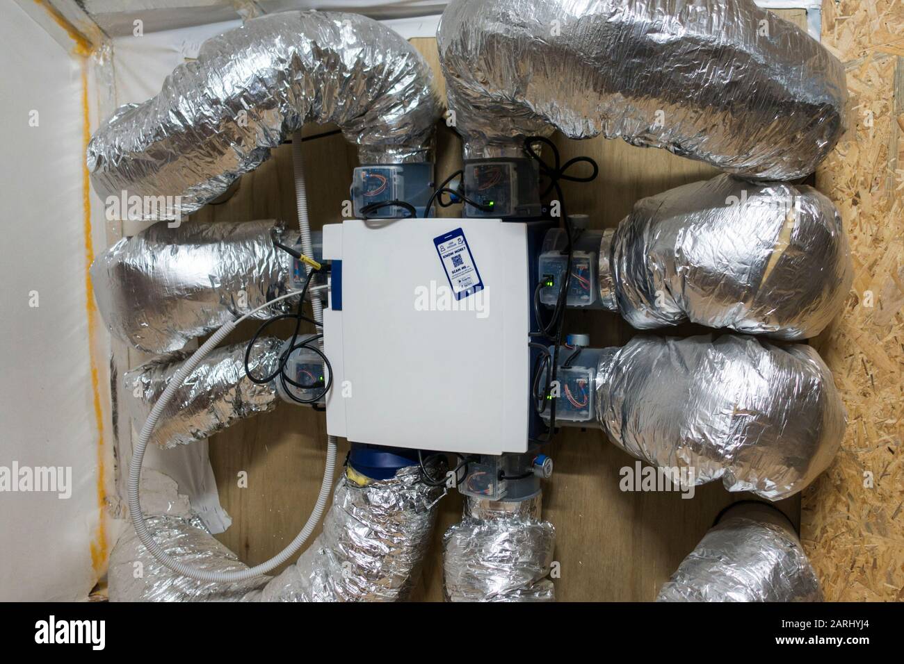 Renson Healthbox 3.0, domestic individual ventilation system showing control modules and air ducts Stock Photo