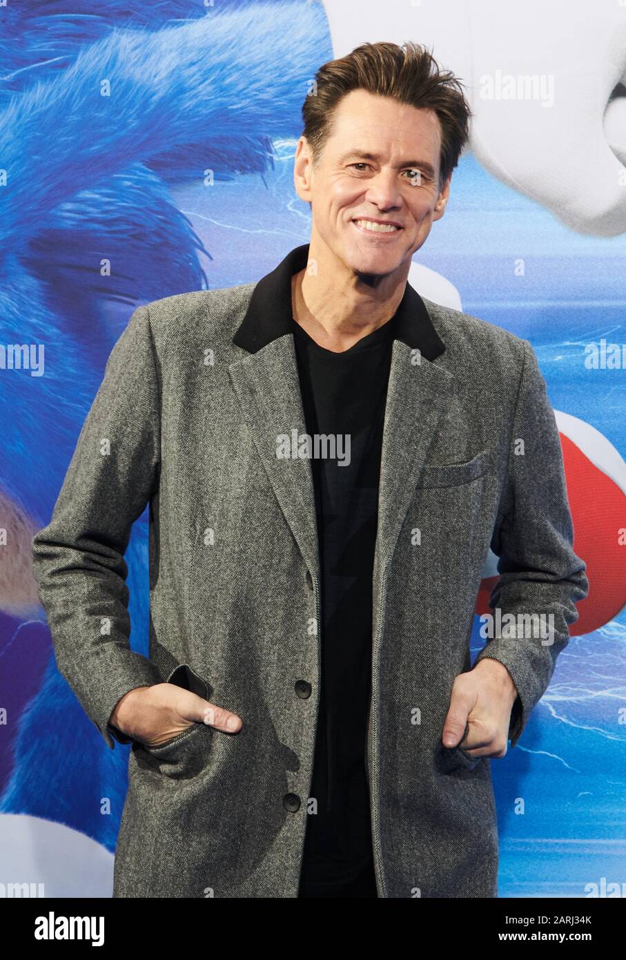 Berlin, Germany. 28th Jan, 2020. Jim Carrey, Canadian-US-American comedian and actor, comes to the "Fan & Family Event" of his film "Sonic The Hedgehog" at the Zoo Palast. The film opens in cinemas on 13 February. Credit: Annette Riedl/dpa/Alamy Live News Stock Photo