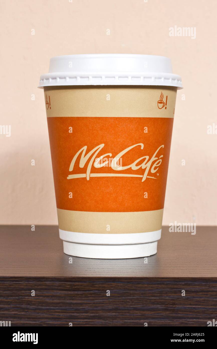 Budapest, Hungary - 11 09 2011: McCafe paper disposable cup from a ...