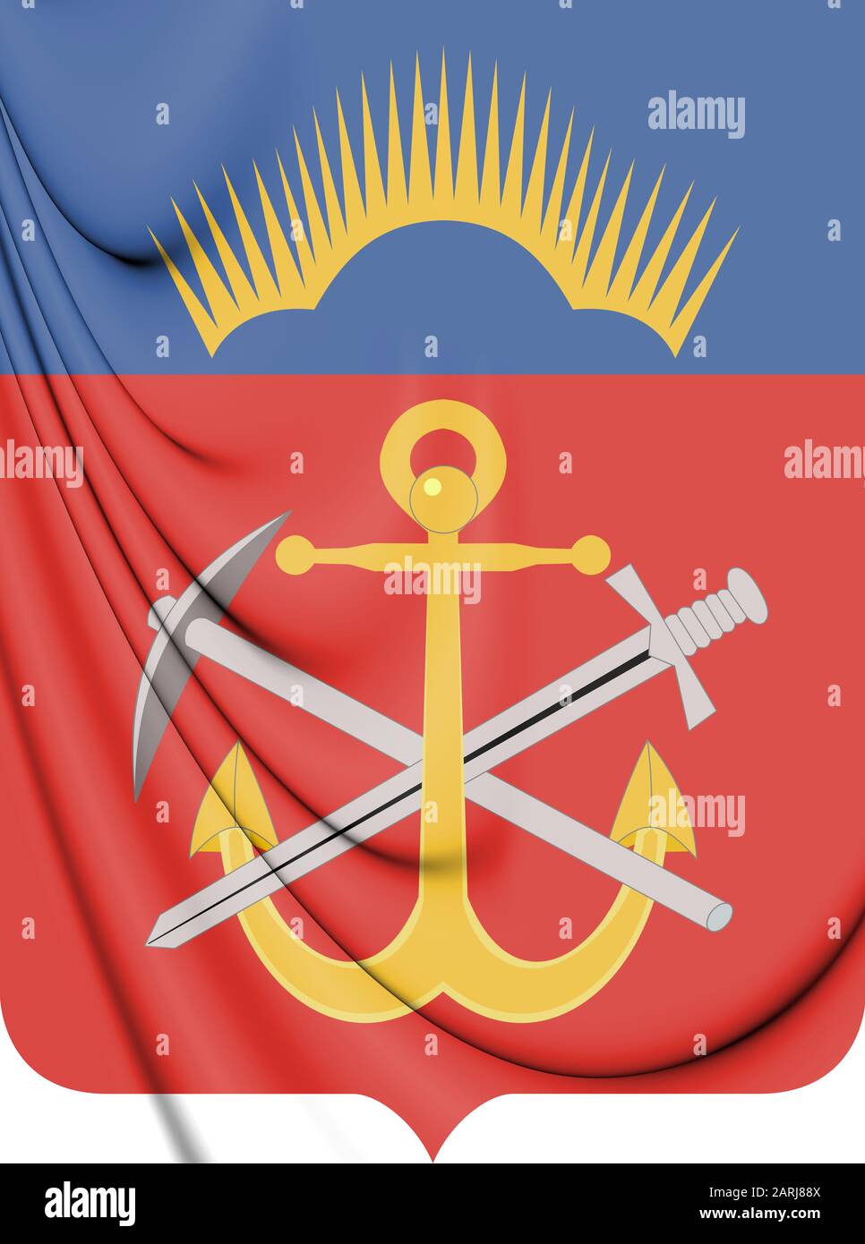 3D Murmansk oblast coat of arms, Russia. 3D Illustration. Stock Photo