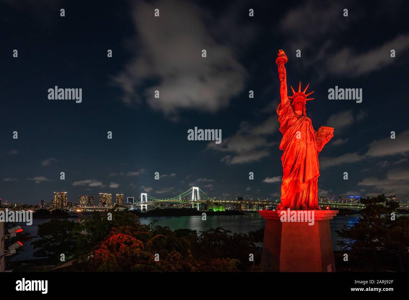Statue of Liberty replica at Odaiba, an artificial island overlooking
