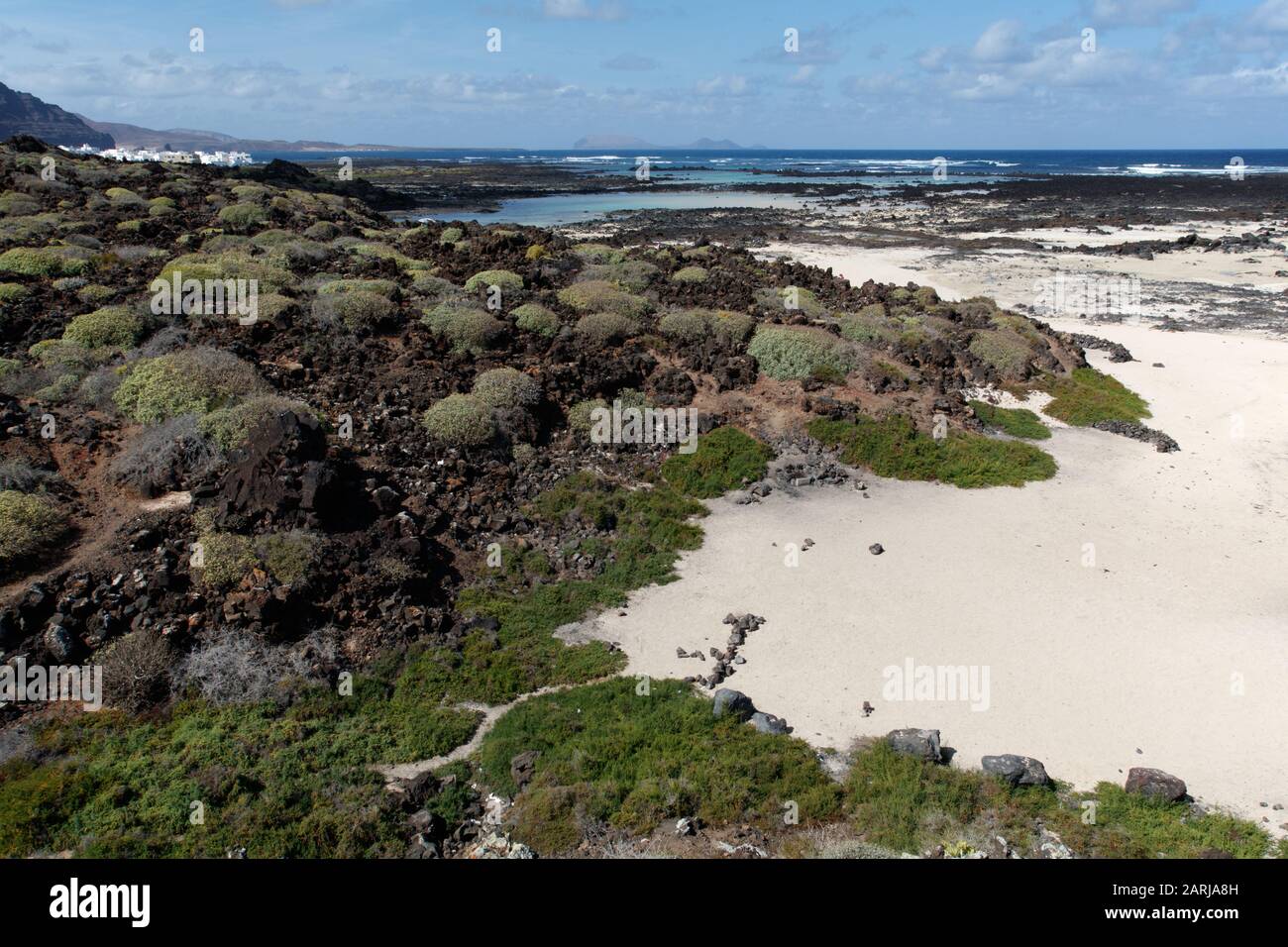 Caleton Blanco, Blanco beach, White beach on Lanzarote Island, Canary Islands Stock Photo