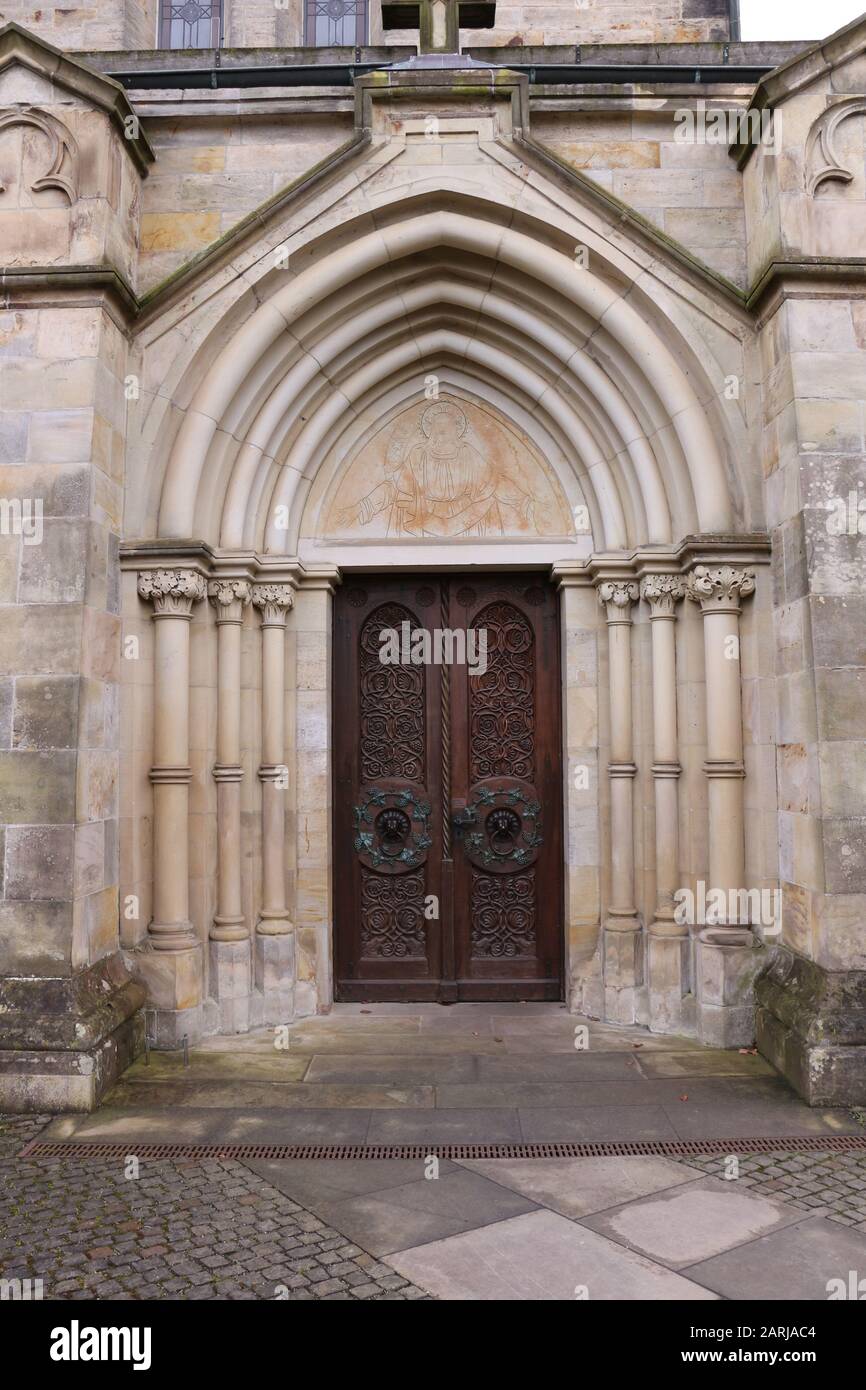 Eingangstür zur Klosterkirche von Kloster Loccum in Norddeutschland Stock Photo