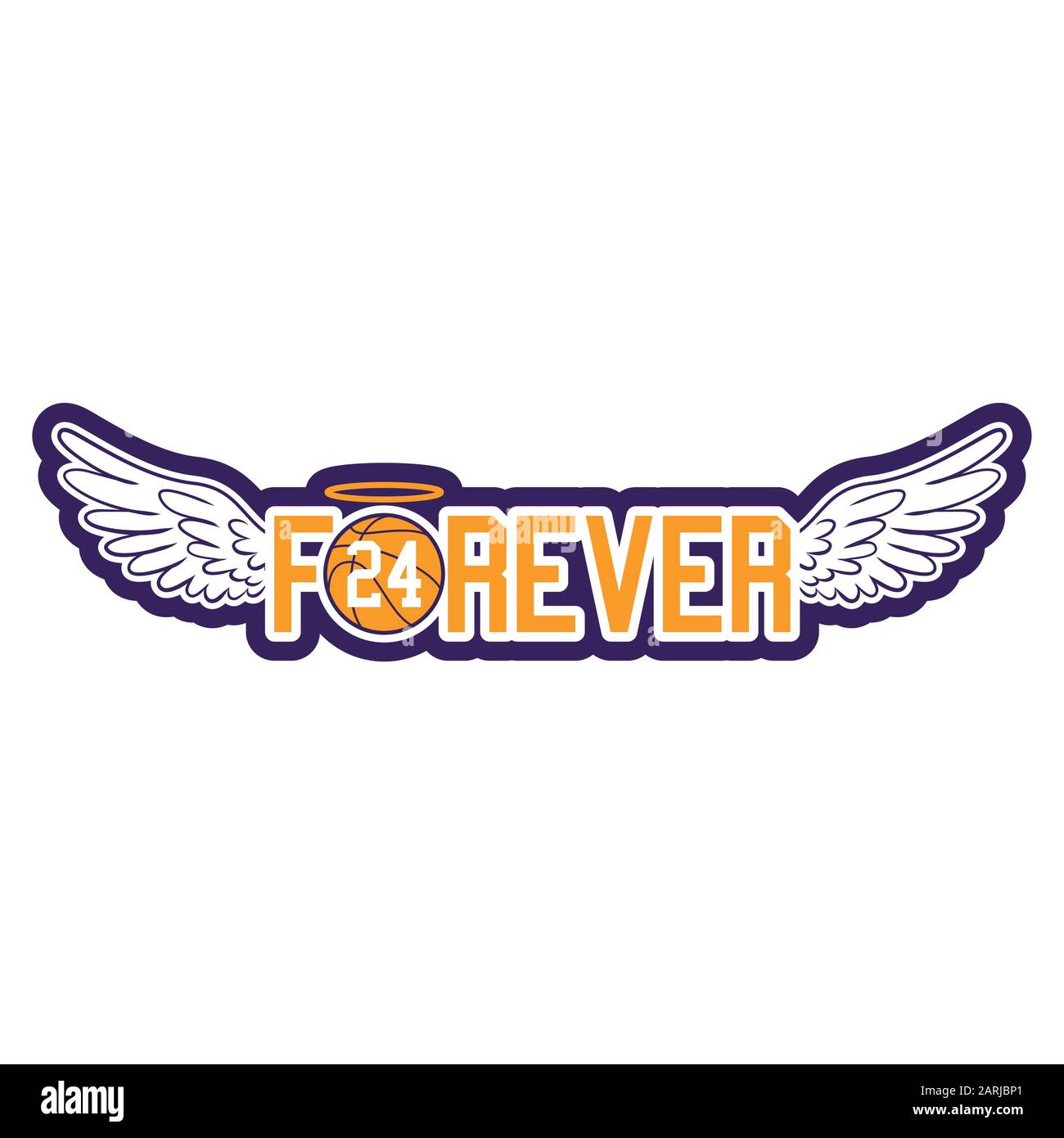 R.I.P. Kobe Bryant - Basketball with angel wings and glory. NBA legend, The world is in shock as news of Kobe Bryant’s death spread 2020 january 26th. Stock Vector