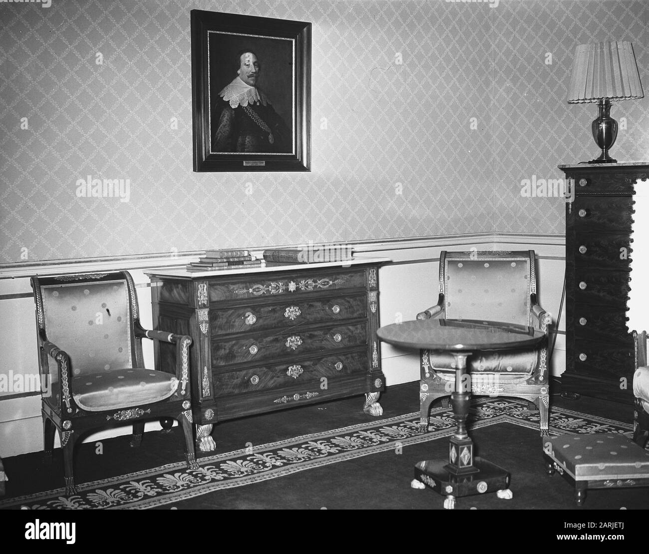 Interiors of Royal Palace Amsterdam Date: 16 July 1954 Location: Amsterdam, Noord-Holland Keywords: INTERIURS, palaces Stock Photo
