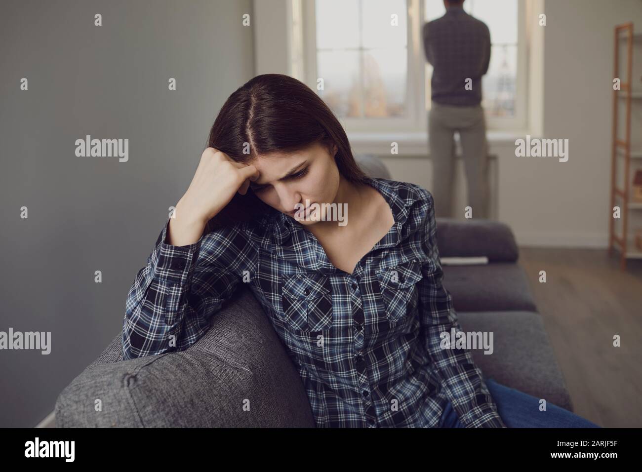 Unhappy couple in a quarrel decide on divorce separation Stock Photo