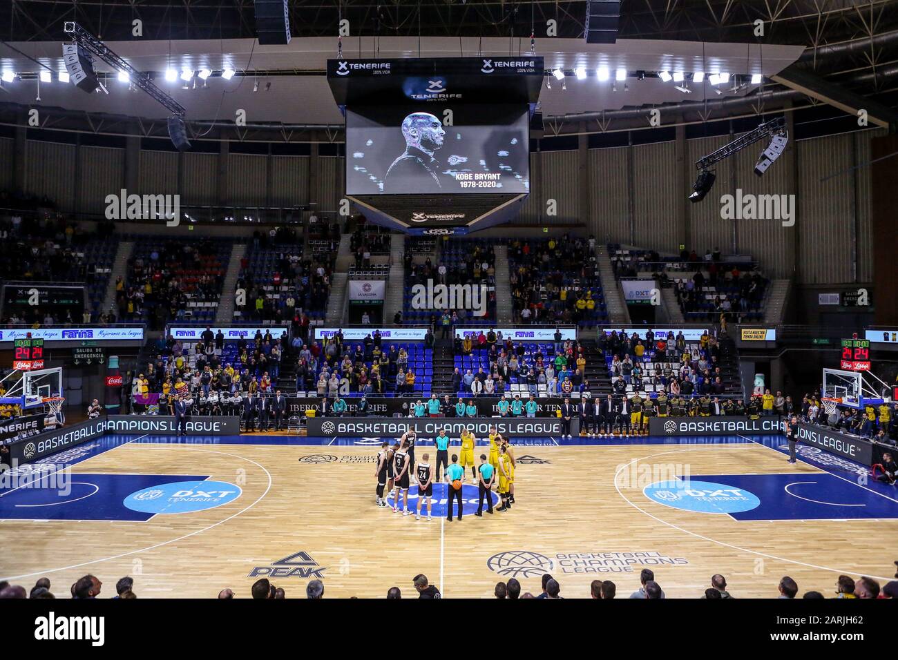 Tenerife, Italy. 28th Jan, 2020. minute of silence ad inizio partita in  onore of kobe bryant during Iberostar Tenerife vs Vef Riga, Basketball  Champions League in Tenerife, Italy, January 28 2020 Credit: