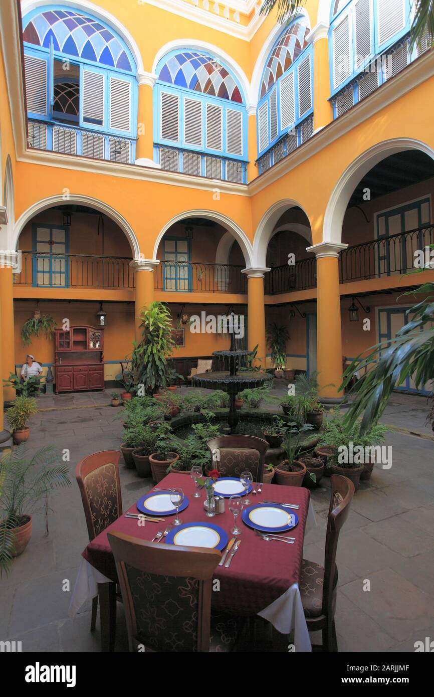 Cuba, Havana, Casa de los Marqueses de Aquas Claras, patio, restaurant, Stock Photo