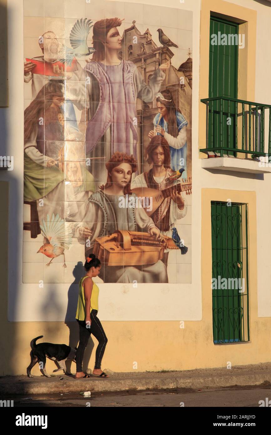 Cuba, Havana, mural, wall painting, street scene Stock Photo Alamy