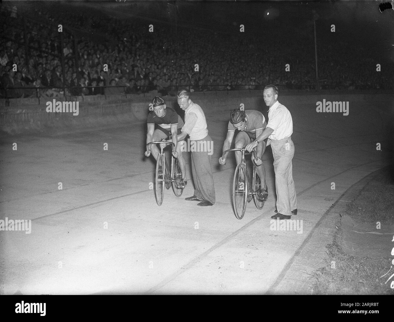 Cycling race stadium Date: August 27, 1947 Keywords: Stadion, cycling races Stock Photo