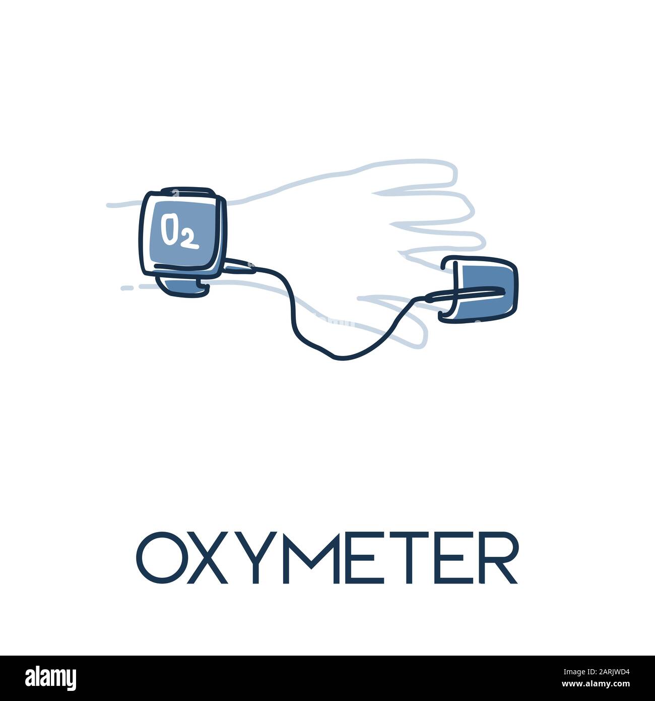 Pulse Oxymeter minimalist out line hand drawn medic flat icon illustration Stock Vector