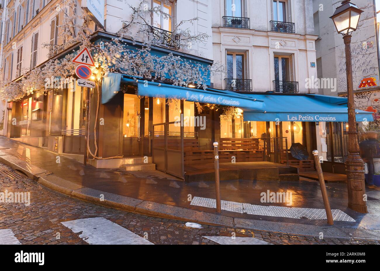 Typical Parisian Cafe Les Petits Cousins Located In Montmartre District Of Paris Stock Photo Alamy