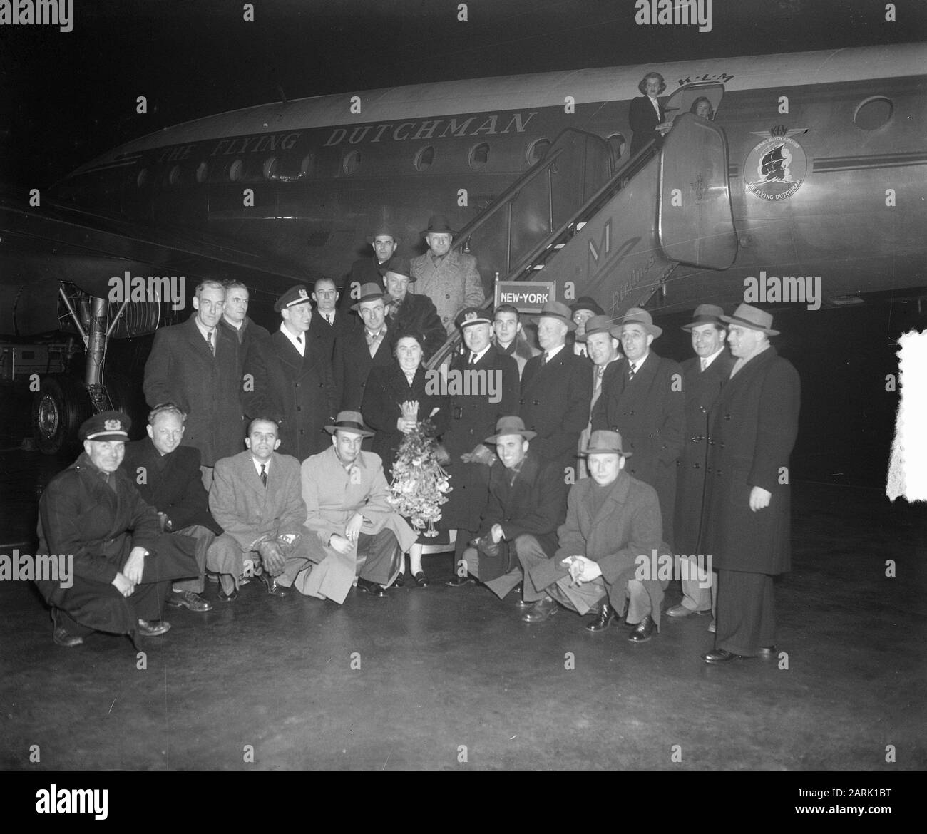 Group for KLM machine Date: 14 December 1951 Institution name: KLM Stock Photo