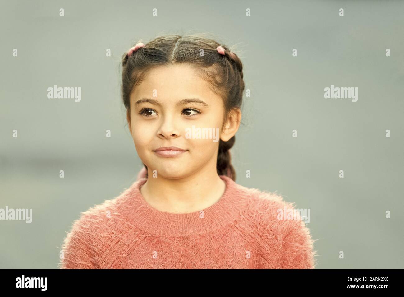 Fancy Look Braided Cutie Little Girl With Cute Braids Close Up