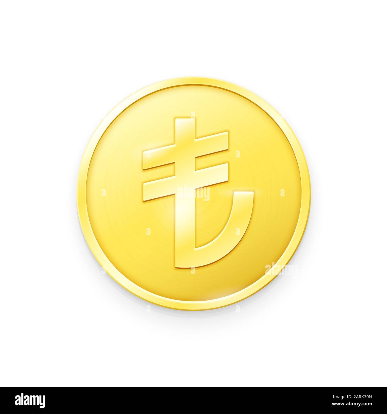 Gold coin with Turkish Lira sign. Vector illustration showing the symbol of the currency of Turkey in the form of a gold coin Stock Vector