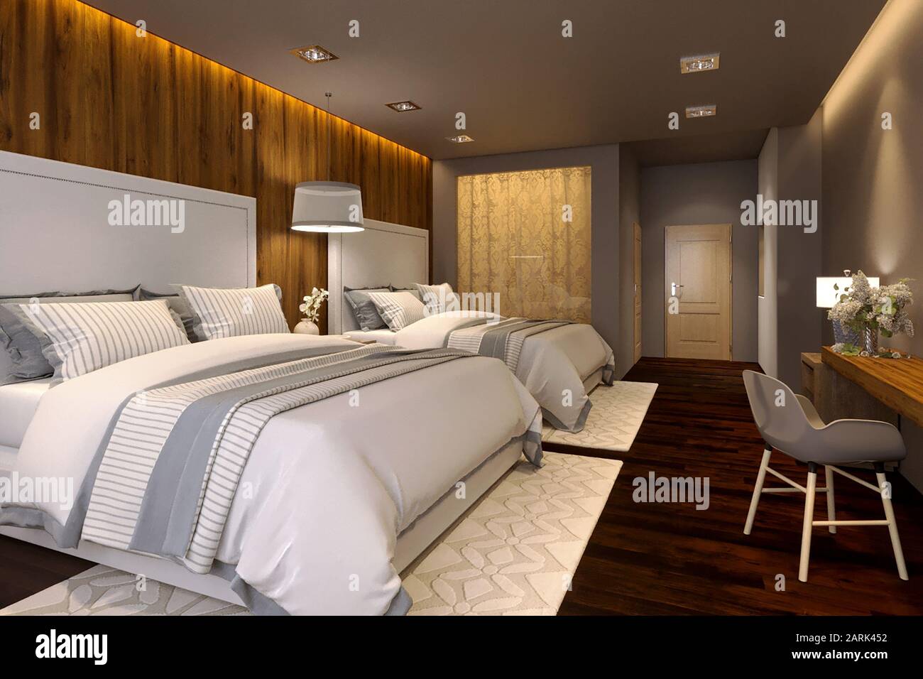 3d render of hotel room Stock Photo