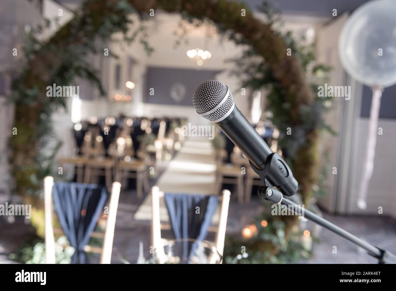 ceremony room for weddings with microphone close up Stock Photo - Alamy