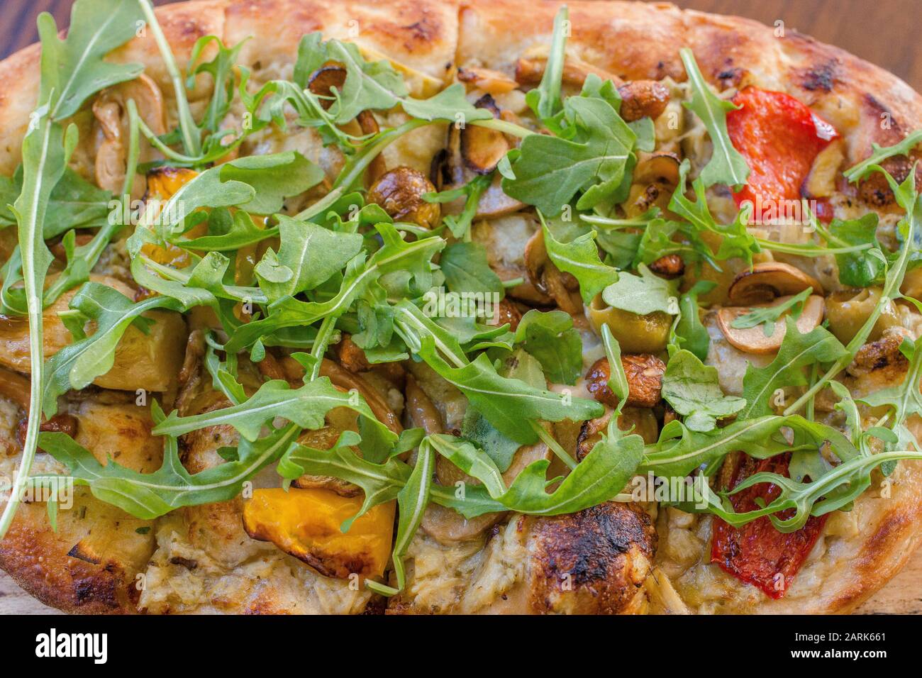 Close-up view of an Italian vegetable flatbread Stock Photo