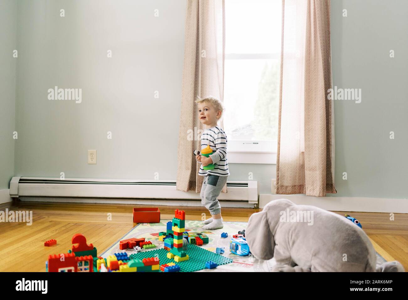 Little boy playing in his playroom. Stock Photo