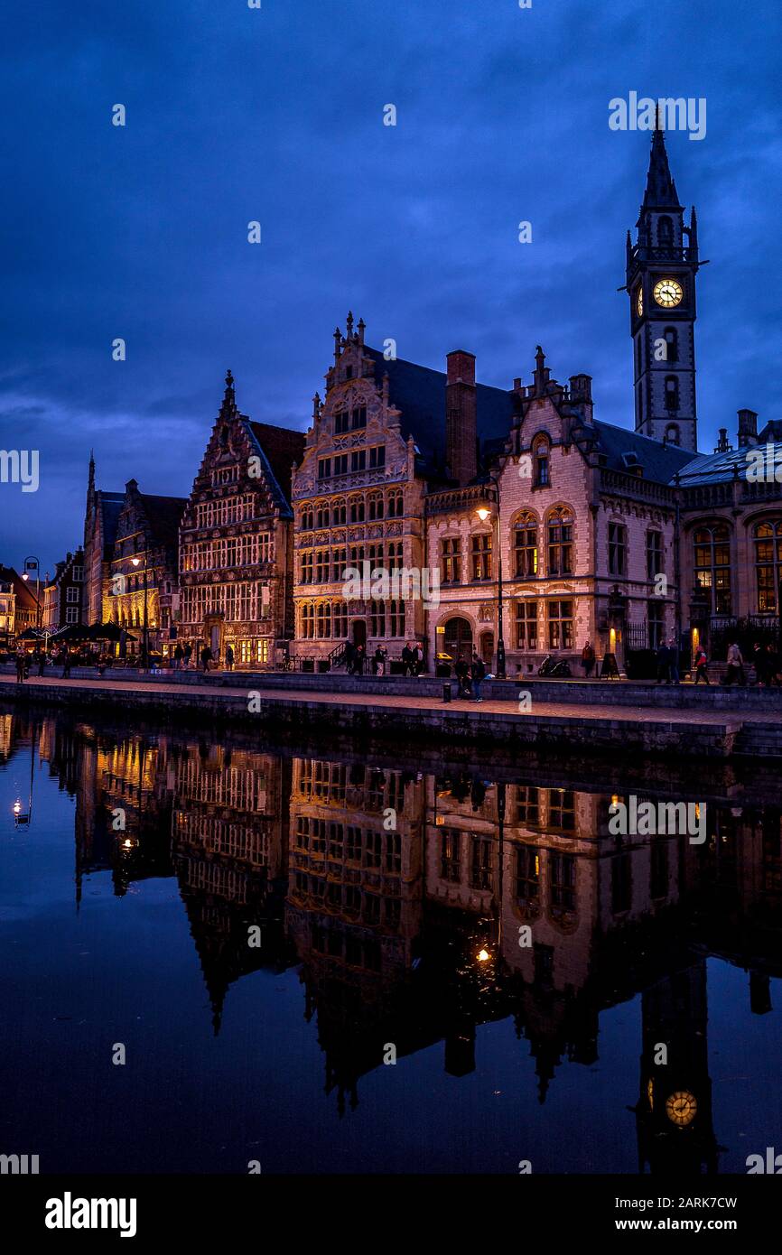 Beautiful riverside view of Ghent Belgium Stock Photo