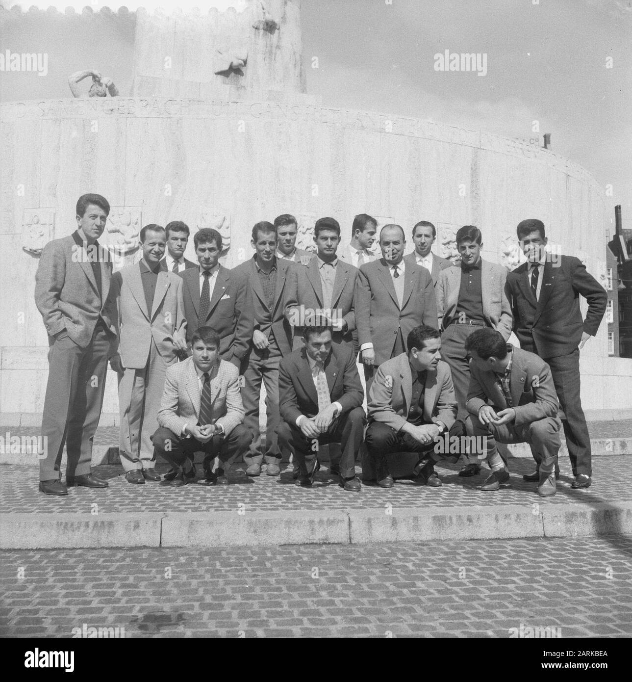 Turkish football team in Amsterdam Date: May 3, 1958 Location: Amsterdam, Noord-Holland Keywords: group portraits, footballers Stock Photo