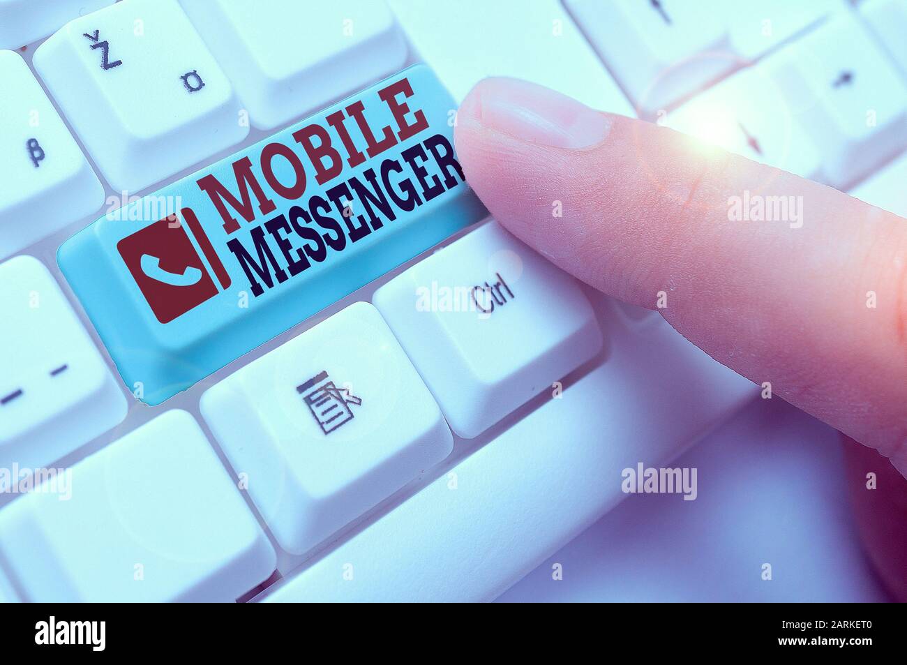 Text sign showing Mobile Messenger. Business photo showcasing mobile tool that allows users to send chat messages Stock Photo