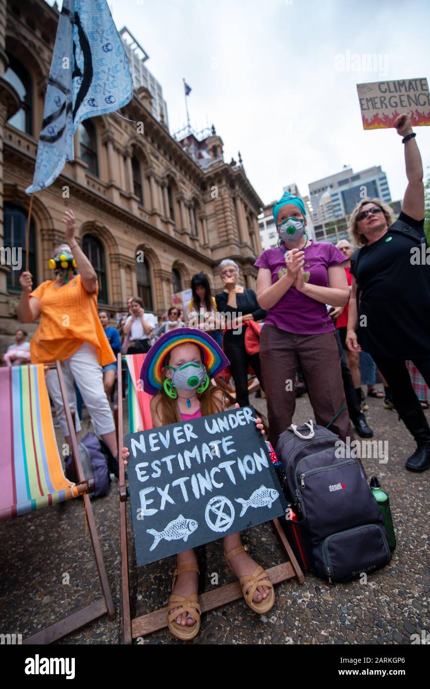 Sydney, Australia - January 10, 2020 - Around 40000 Australians gather in climate change protest demanding urgent action from Government on climate p Stock Photo