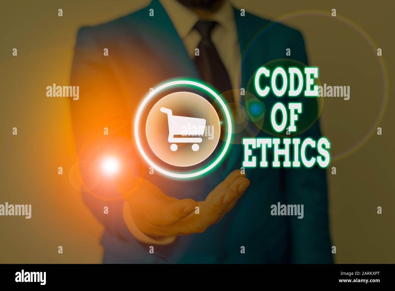 Conceptual hand writing showing Code Of Ethics. Concept meaning Moral Rules Ethical Integrity Honesty Good procedure Stock Photo