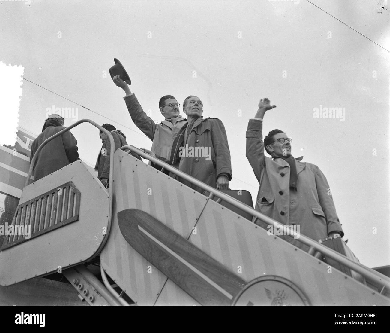 Departure Dutch witnesses to Djakarta Date: 7 February 1956 Location: Noord-Holland, Schiphol Keywords: aircraft, airports Stock Photo