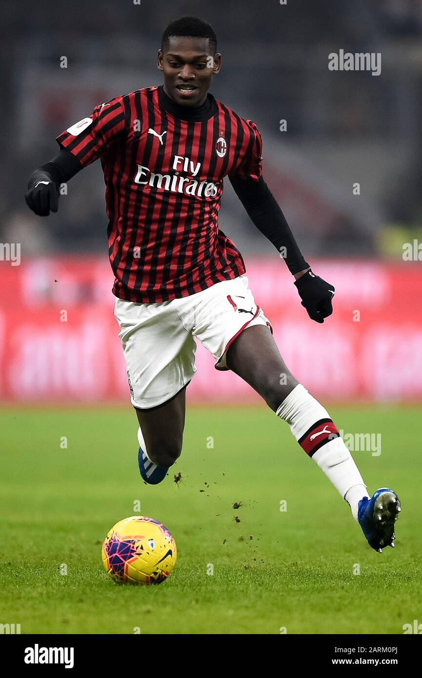 Milan Italy 28 January 2020 Rafael Leao Of Ac Milan In Action During The Coppa Italia Football Match Between Ac Milan And Torino Fc Ac Milan Won 4 2 Over Torino Fc