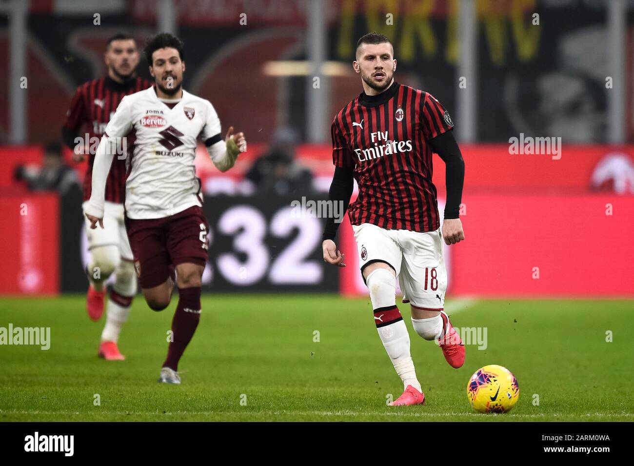 Milan Italy 28 January 2020 Ante Rebic Of Ac Milan In Action During The Coppa Italia Football Match Between Ac Milan And Torino Fc Credit Nicolo Campo Alamy Live News Stock Photo Alamy
