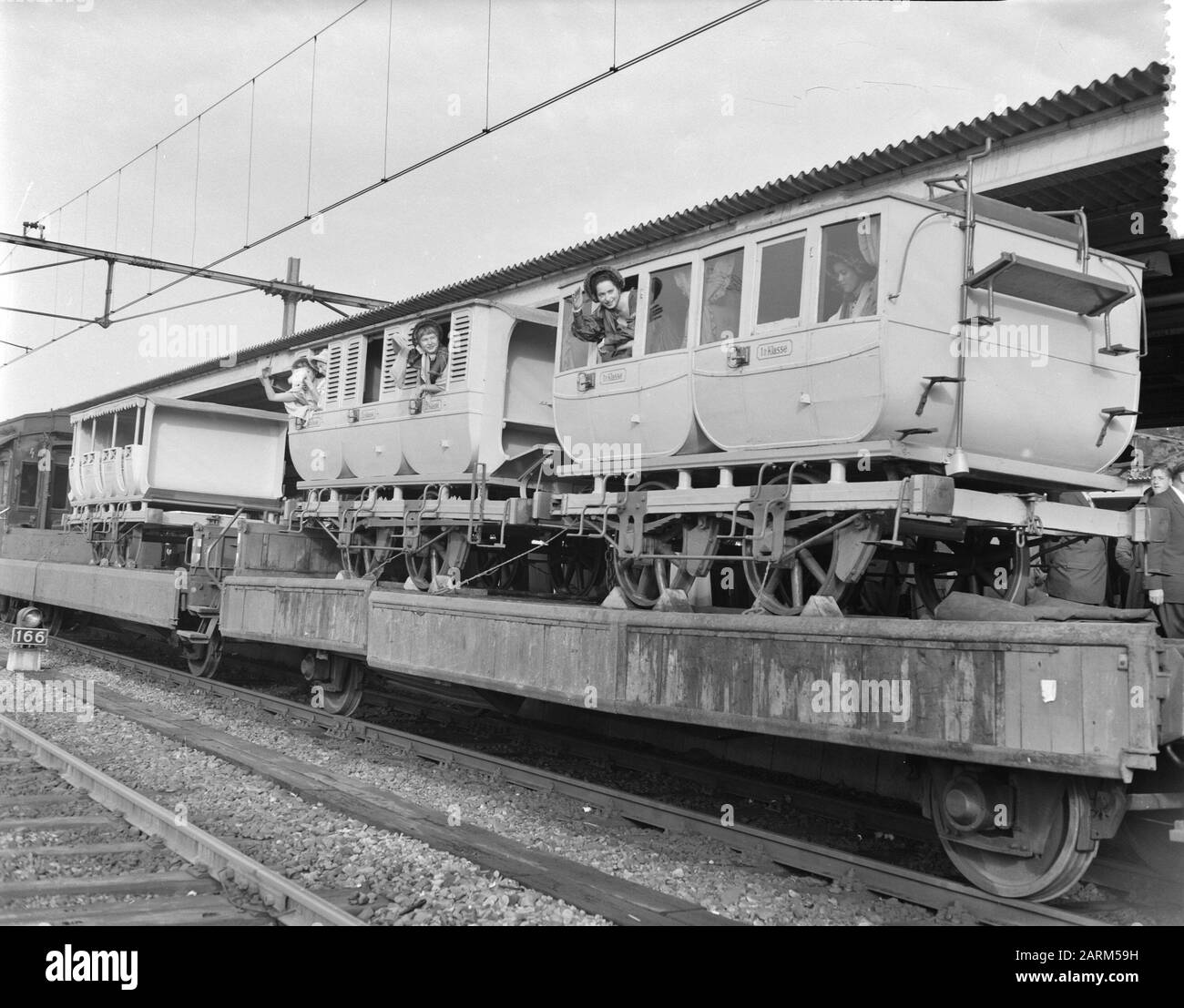 Railway line Arnhem-Oberhausen 100 years. Party train with old carriages Date: 19 October 1956 Location: Arnhem Keywords: railways, railways, trains Stock Photo