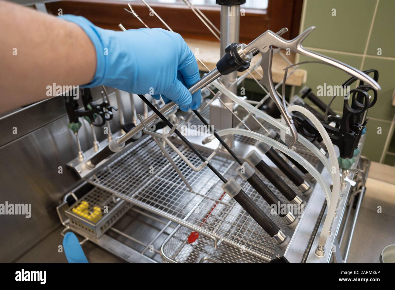 in a central sterilization department, the instruments used for an endoscopic operation are