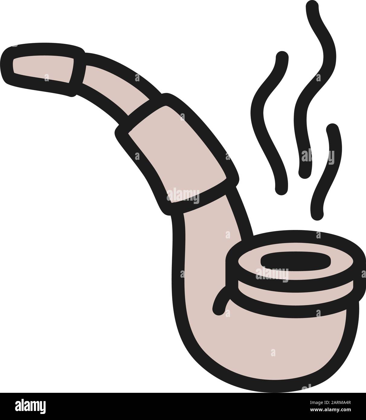 Vector smoking pipe flat color line icon. Stock Vector