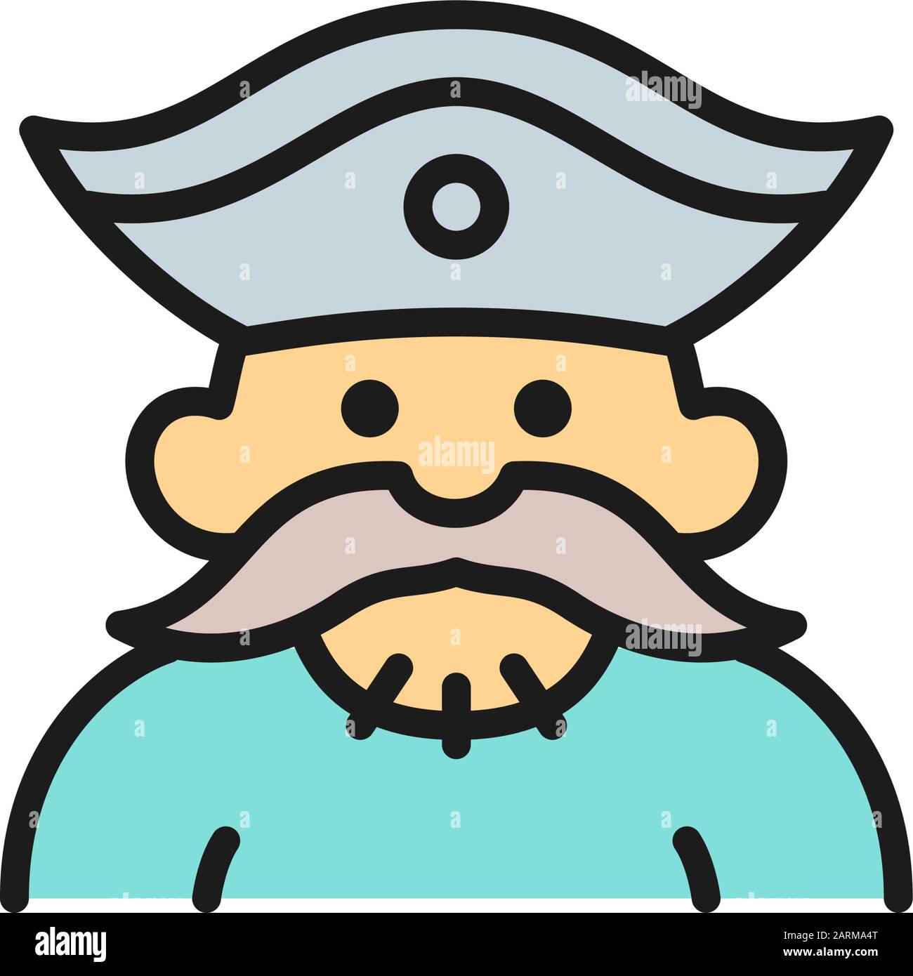 Sailor, pirate, robber flat color line icon. Stock Vector