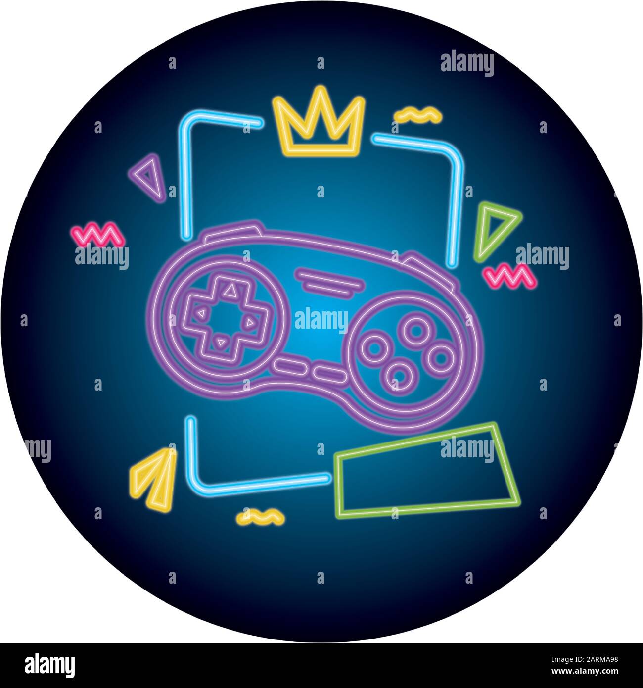 control game nineties style neon light Stock Vector Image & Art - Alamy