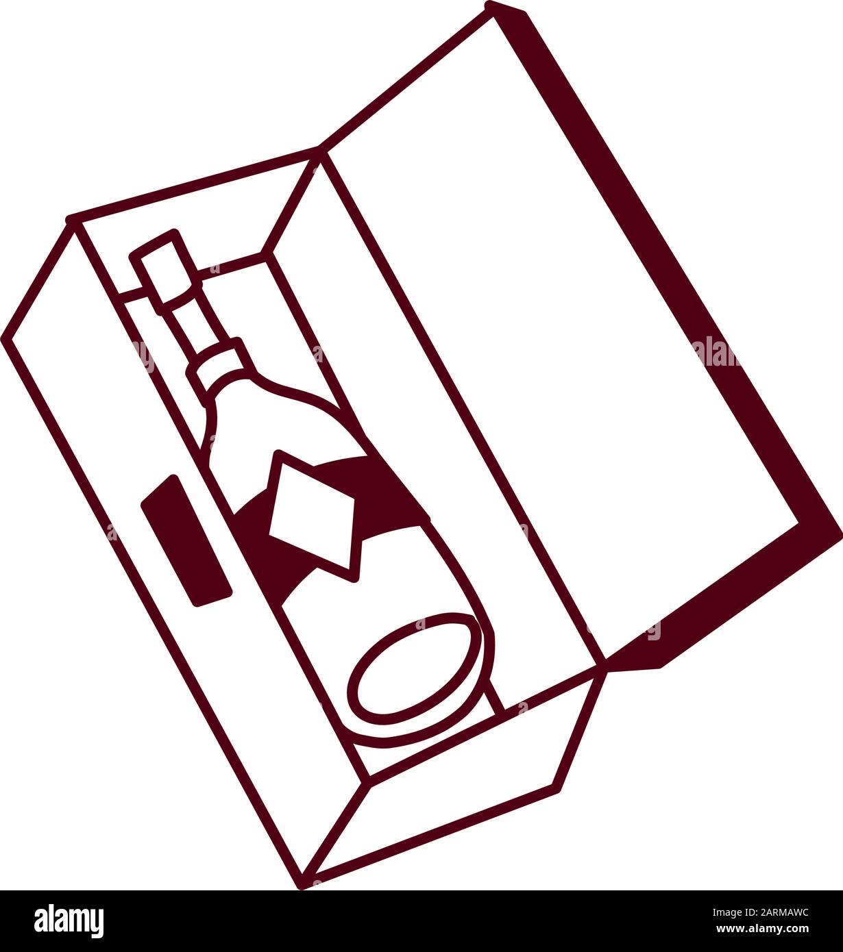 wine bottle drink in box packing Stock Vector