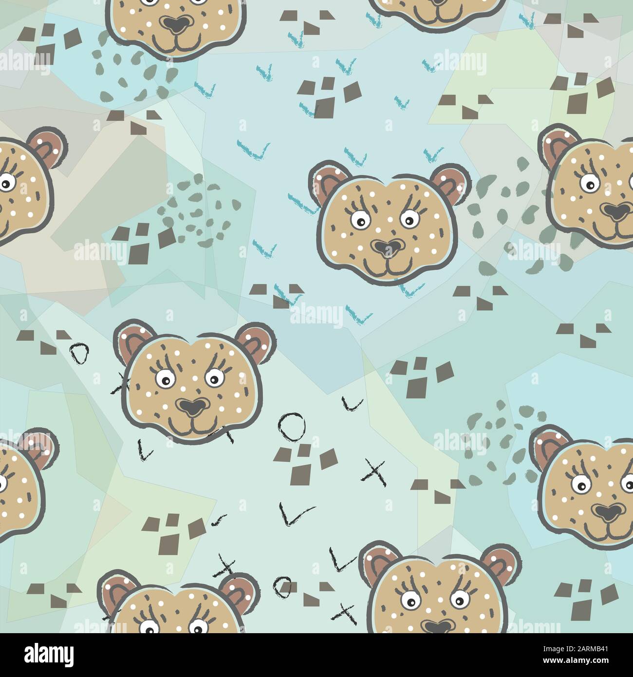 Seamless Pattern with cute hand drawn Bear (heads). Scandinavian Style ...