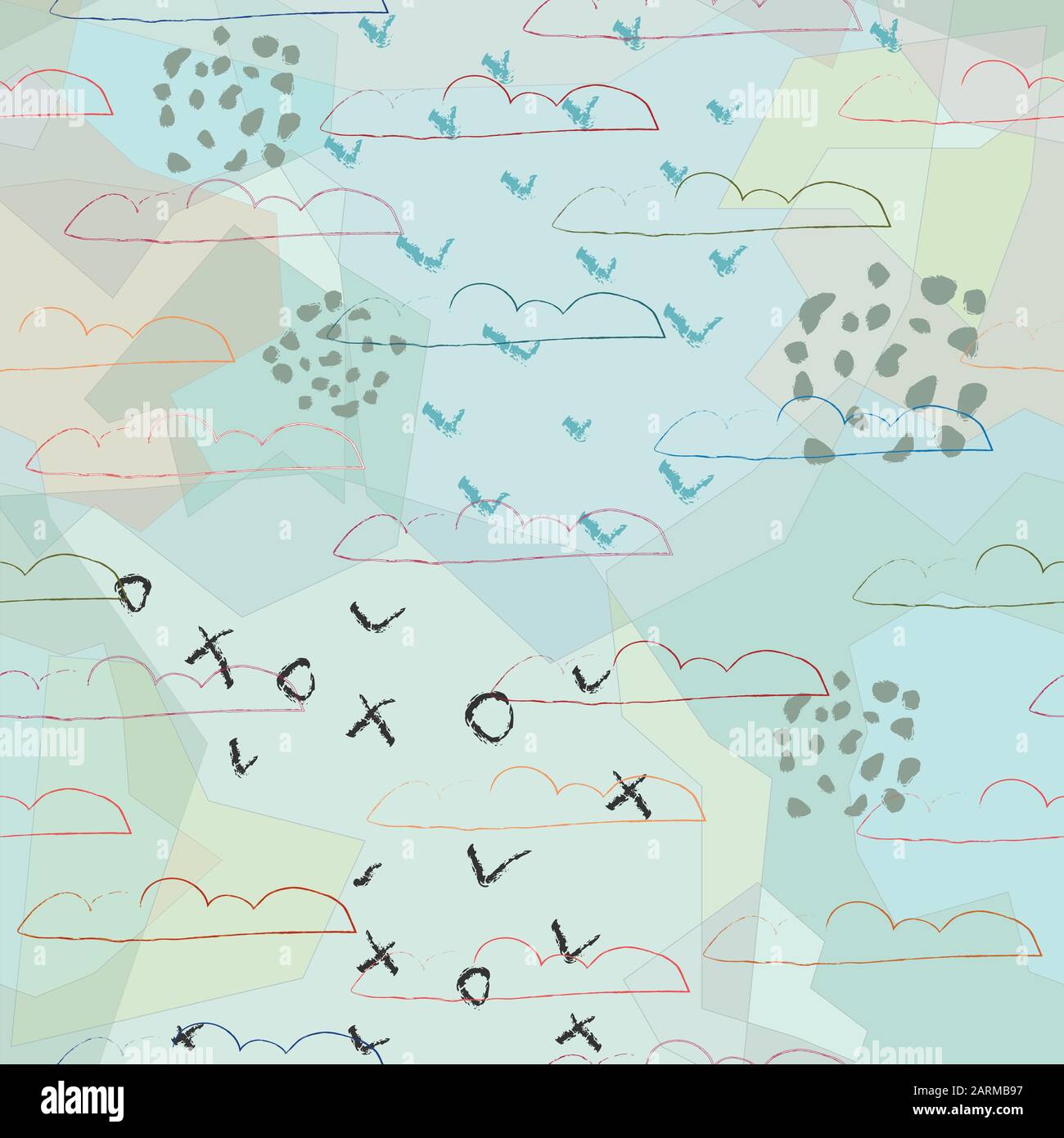 Seamless Pattern with Clouds. Scandinavian Style. Vector Illustration Stock Vector