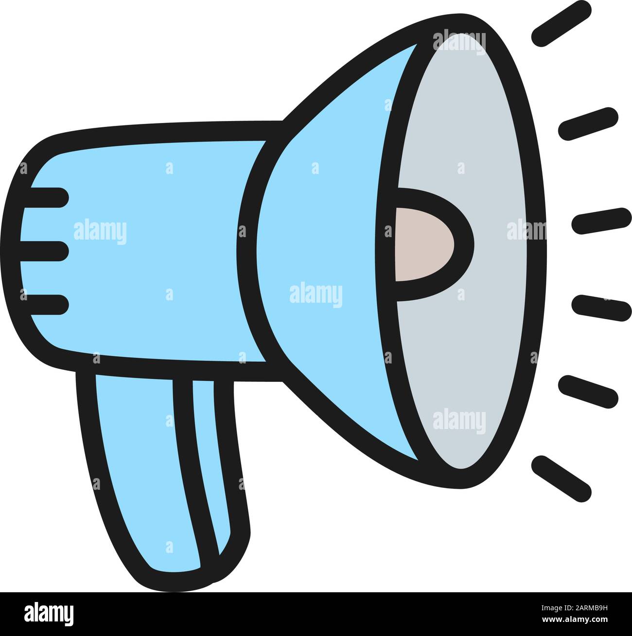 Vector loudspeaker, megaphone flat color line icon. Stock Vector