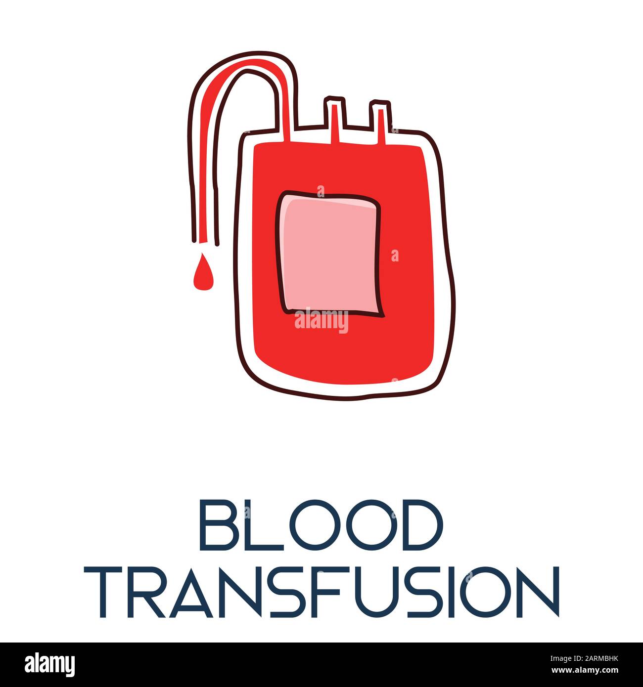 blood transfusion bag minimalist hand drawn medic flat icon illustration Stock Vector