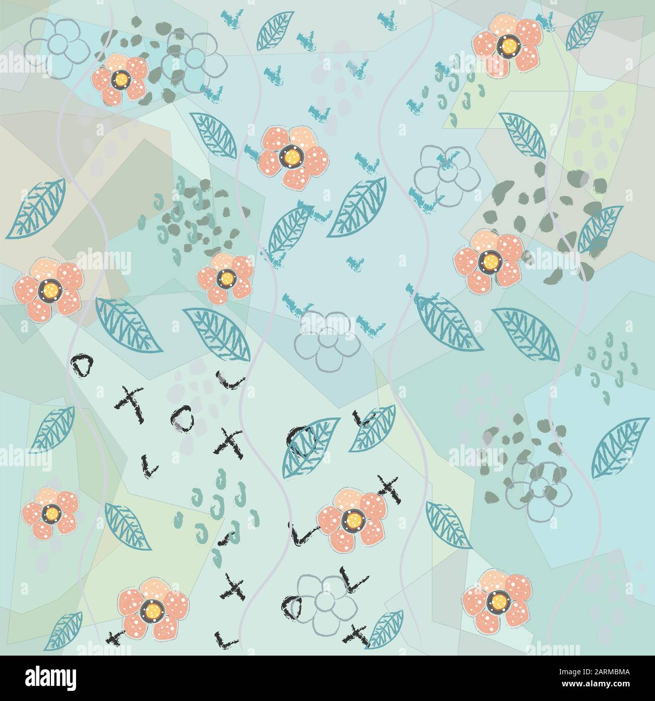 Seamless Pattern with Cute Flowers. Hand Drawn Scandinavian Style ...