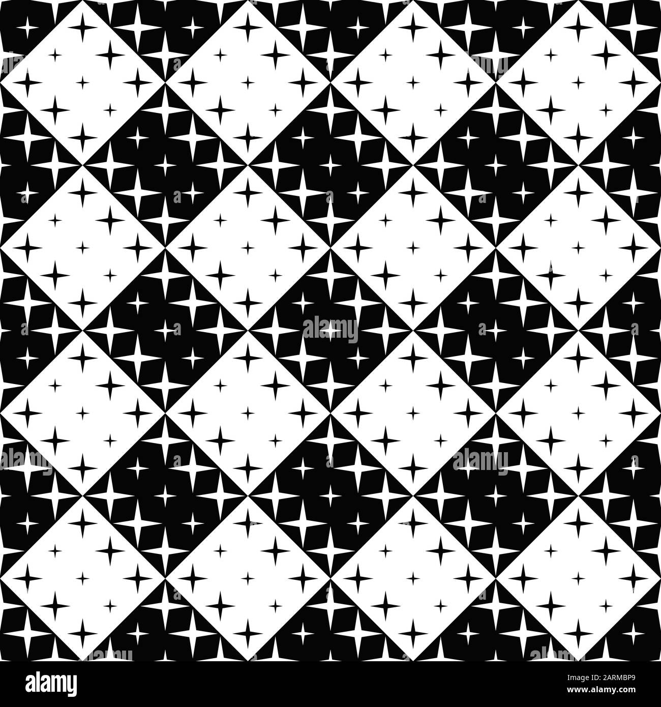 Seamless geometrical star pattern background - black and white abstract ...